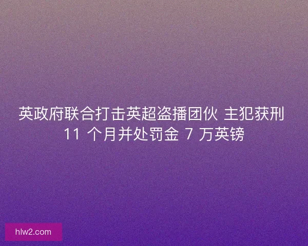 英政府联合打击英超盗播团伙 主犯获刑 11 个月并处罚金 7 万英镑