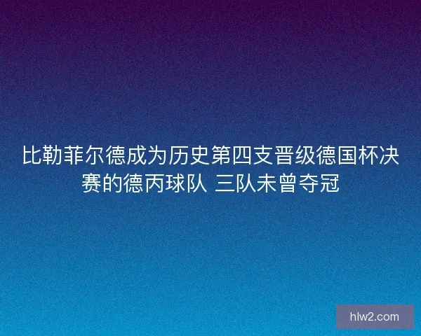 比勒菲尔德成为历史第四支晋级德国杯决赛的德丙球队 三队未曾夺冠
